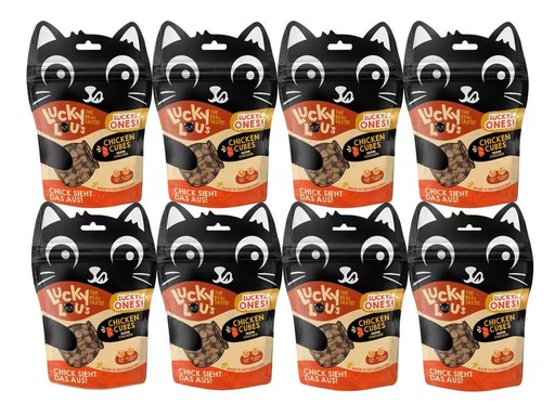[90308997 1594505] Lucky Lou Katzen-Snack Lucky Ones Cubes Huhn, 8 x 80 g
