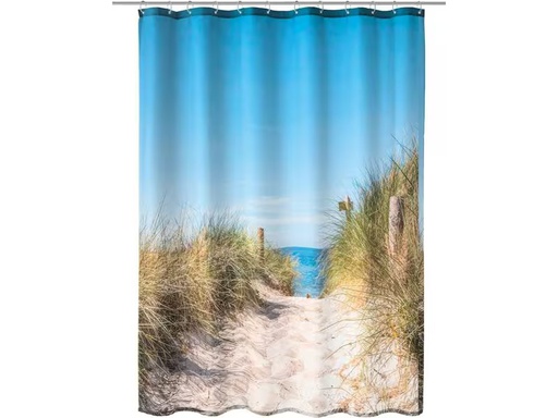 [90309192 1602453] Kleine Wolke Duschvorhang Borkum 180 x 200 cm, Beige/Grün/Hellblau