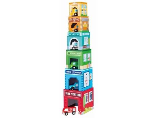 [90309476 1607423] Spielba Holzspielwaren Stapelturm mit 6 Autos