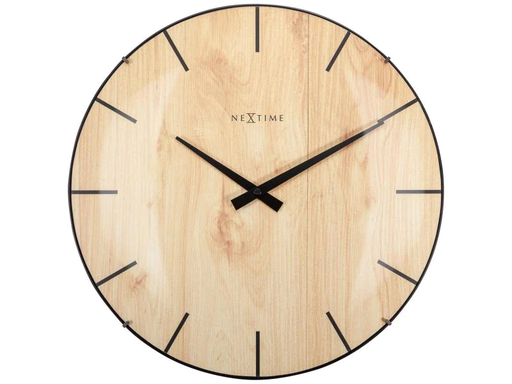 [90050955 974293] NeXtime Wanduhr Edge Wood Dome Ø 35 cm Hellbraun
