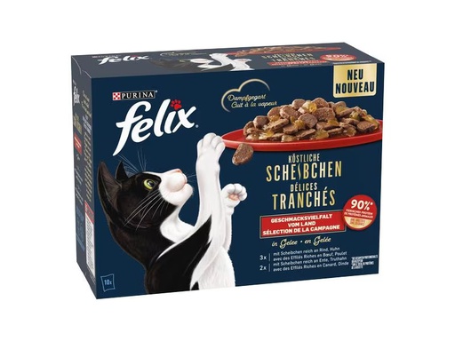 [90310162 1603439] Felix Nassfutter Köstliche Scheibchen Ente in Gelee, 10 x 80 g