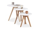 relaxdays Beistelltisch 3er Set, Braun/Weiss