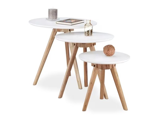[90310941 1609762] relaxdays Beistelltisch 3er Set, Braun/Weiss