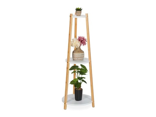 [90310956 1609755] relaxdays Pflanzenständer mit 3 Ablagen 98 x 35 cm, Nature/Weiss