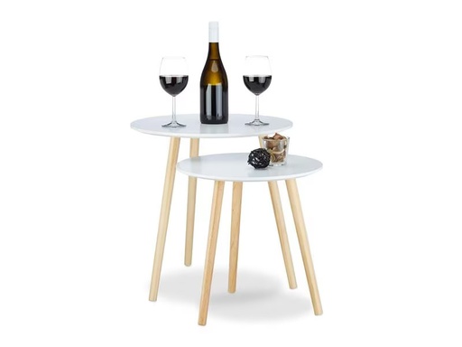 [90311025 1609763] relaxdays Beistelltisch 2er Set, Braun/Weiss