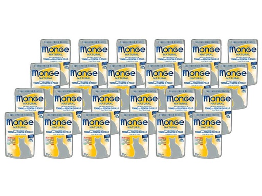 [90311675 1603940] Monge Nassfutter Natural Kitten, Thunfisch &amp; Leber, 24 x 80 g