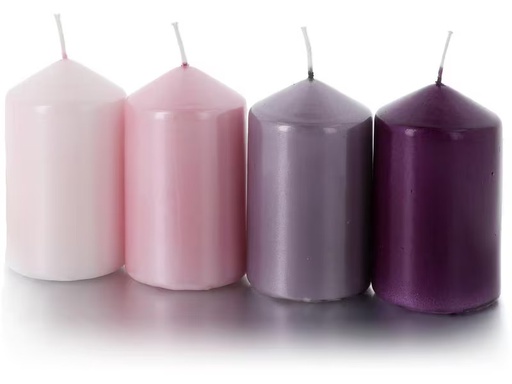 [90311823 1550167] balthasar Zylinderkerze Kerzenset assortiert Rosa-Violetttöne, 4 Stück