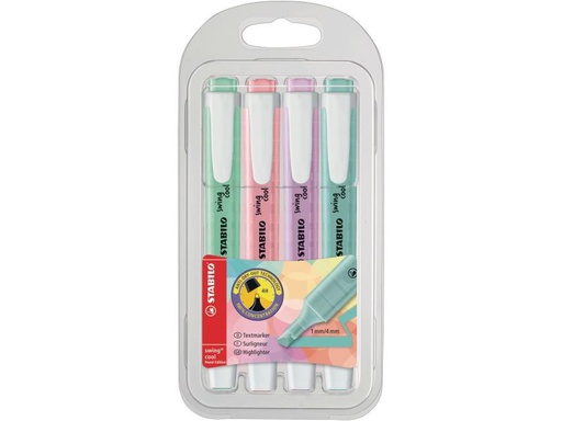[90051196 851685] STABILO Textmarker Swing Cool Pastell 4 Stück