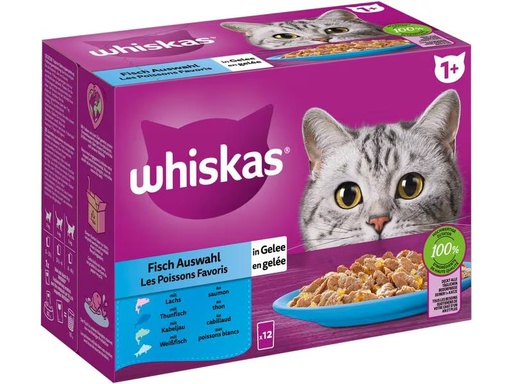 [90312005 1603694] Whiskas Nassfutter Fisch Auswahl in Gelee 1+, 12 x 85g