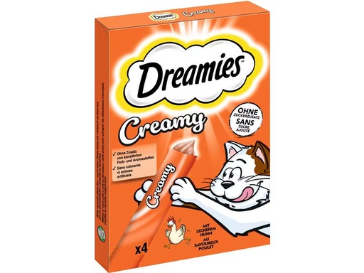 [90312023 1603692] Dreamies Katzen-Snack Creamy Huhn, 4 x 10g