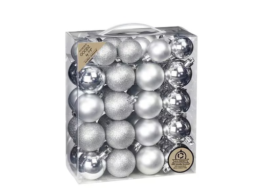 [90312217 1566556] INGES CHRISTMAS DECOR Weihnachtskugel Silber-Mix 44 Stück