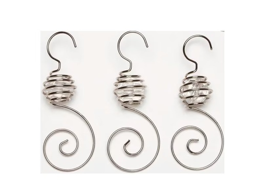 [90312368 1337253] INGES CHRISTMAS DECOR Spiralhänger mit Perle 7 cm Silber, 6 Stück
