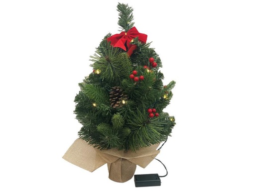 [90314332 1591942] Dameco Weihnachtsbaum mit Jute-Topf, 15 LEDs, 50 cm, Grün