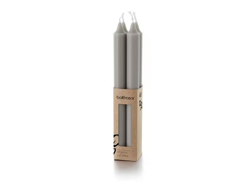 [90314491 1616659] balthasar Stabkerze Organic 24 cm x 2.2 cm, Grau, 4 Stück