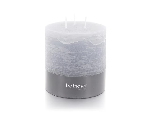 [90314745 1616662] balthasar Mehrdochtkerze Rustico 12 cm x 12 cm, Hellgrau
