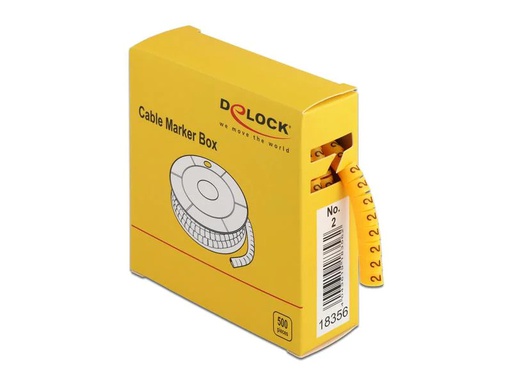 [90051505 1151696] Delock Kabelkennzeichnung Nr.2. gelb, 500 Stück