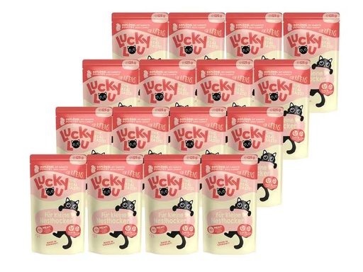 [90315184 1594526] Lucky Lou Nassfutter Lifestage Kitten Geflügel, 16 x 125 g