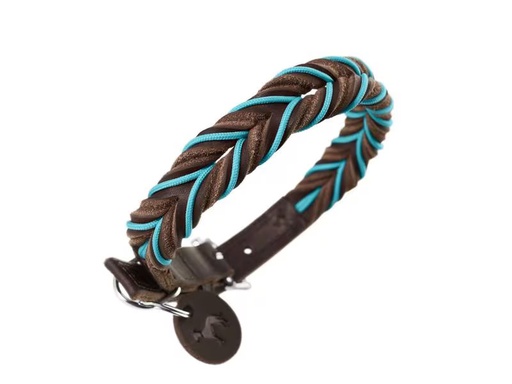 [90316075 1561395] Hunter Halsband Solid Education Cord, M-L (60), Dunkelbraun/Türkis
