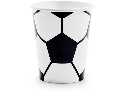 [90317851 1600505] Partydeco Einwegbecher Fussball 260 ml, 6 Stück, Schwarz/Weiss