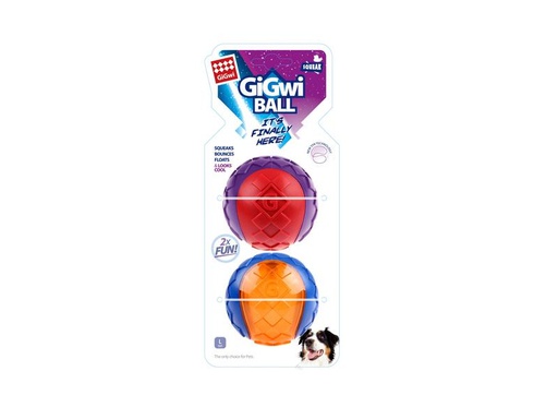 [90318301 1618149] GiGwi Hunde-Spielzeug Ball Squeaker, Blau/Orange und Rot/Violett