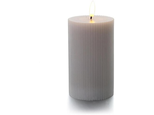 [90318576 1631973] balthasar LED Zylinderkerze Rillen, Hellgrau