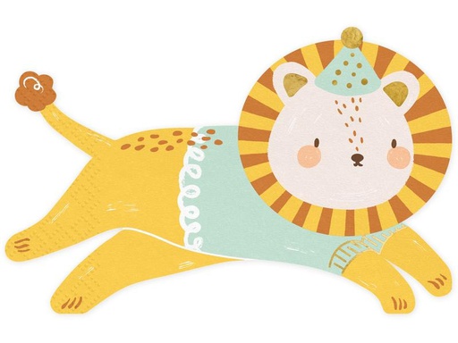 [90318808 1600526] Partydeco Papierservietten Löwe 16 cm x 10 cm, 20 Stück