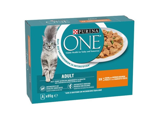 [90318874 1627288] Purina ONE Nassfutter ADULT in Sauce Huhn/Bohnen, 8 x 85g