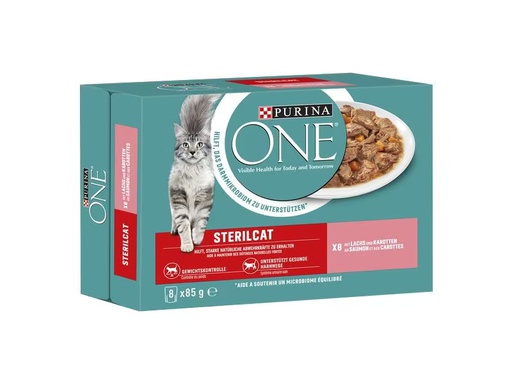 [90319085 1627289] Purina ONE Nassfutter STERILCAT in Sauce Lachs/Karotten, 8 x 85g