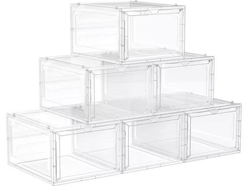 [90319544 1626112] Songmics Schuhorganizer Transparent/Weiss, 6 Stück