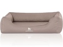 Knuffelwuff Hunde-Bett Leon Velour M – L, 85 x 63 cm, Beige/Grau