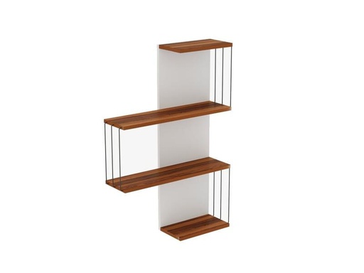 [90320399 1626853] Woody Fashion Wandregal Çambel 64 x 96 x 19 cm, Braun/Weiss