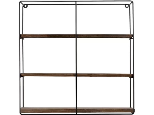 [90320539 1626900] Woody Fashion Wandregal Sunflower 60 x 60 x 15 cm, Schwarz/Walnuss
