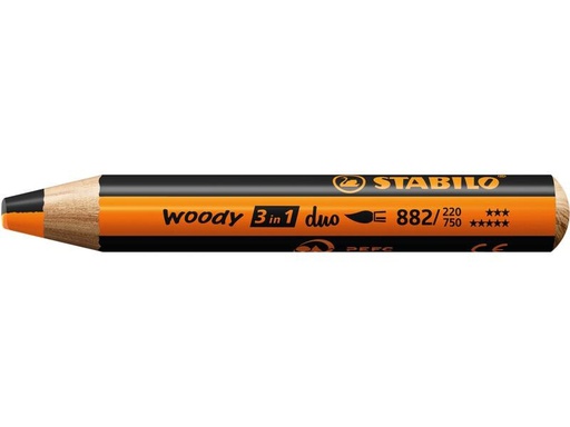[90321123 1632635] STABILO Wachsmalstifte Woody 3 in 1 duo Orange / Schwarz
