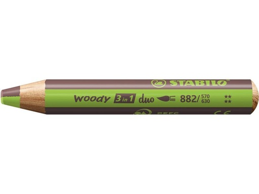 [90321171 1632638] STABILO Wachsmalstifte Woody 3 in 1 duo Grün / Braun