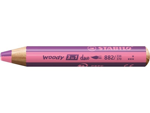 [90321199 1632639] STABILO Wachsmalstifte Woody 3 in 1 duo Pink / Lila
