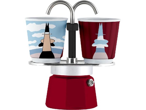 [90321207 1621840] Bialetti Espressokocher Mini Express Magrite 2 Tassen, Rot