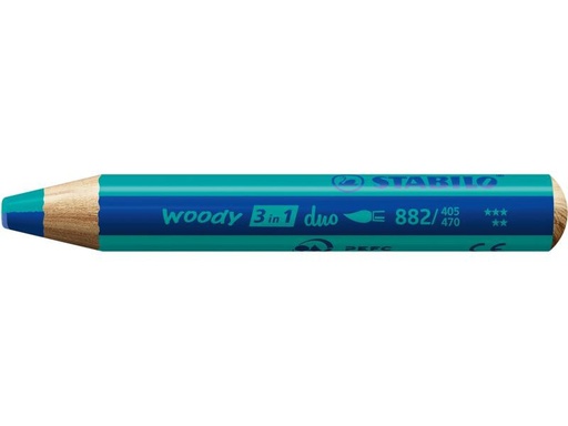 [90321217 1632636] STABILO Wachsmalstifte Woody 3 in 1 duo Blau / Türkis