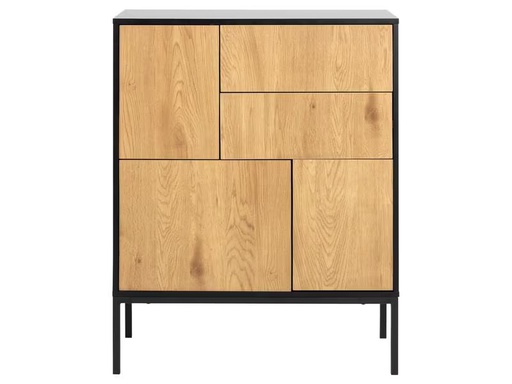 [90321345 1632534] AC Design Kommode Seaford 80 x 40 x 103 cm, Nature/Schwarz