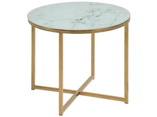 [90321427 1632524] AC Design Beistelltisch Alisma Ø 50 x 42 cm, Gold/Weiss