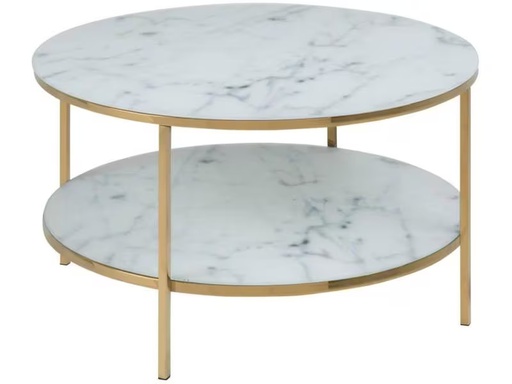 [90321491 1632520] AC Design Couchtisch Alisma Ø 80 x 45 cm, Gold/Weiss