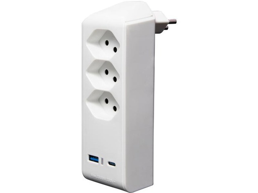 [90321524 1632133] Brennenstuhl Abzweigstecker 3 x T13, 1 x USB A, 1 x USB C, 300° drehbar
