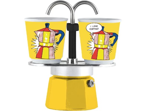 [90321528 1621839] Bialetti Espressokocher Mini Express Lichtenstein 2 Tassen, Gelb