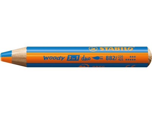 [90321649 1632642] STABILO Wachsmalstifte Woody 3 in 1 duo Orange / Blau