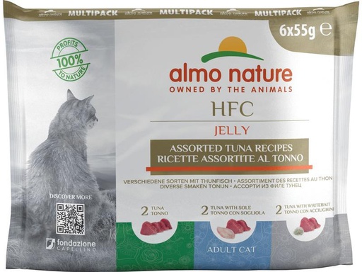 [90321931 1627358] Almo Nature Nassfutter HFC Jelly 3 Sorten mit Thunfisch, 6 x 55 g