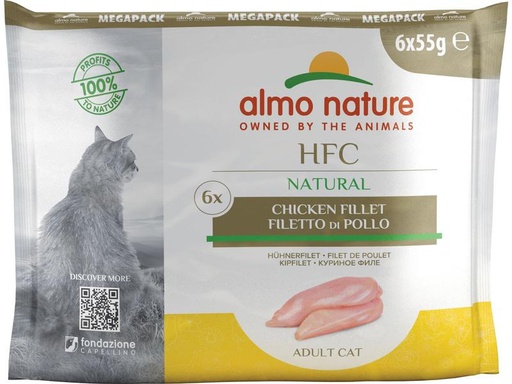 [90322037 1627355] Almo Nature Nassfutter HFC Natural Mega Pack Hühnerfilet, 6 x 55 g
