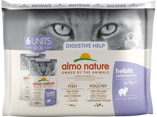 [90322060 1627348] Almo Nature Nassfutter Holistic Digestive Help Fisch &amp; Geflügel 6 x 70 g