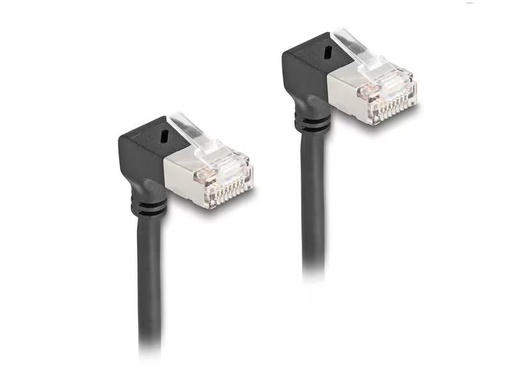 [90322073 1637424] Delock Patchkabel 90° gewinkelt Cat 6A, S/FTP, 1 m, Schwarz