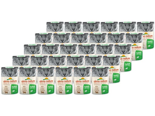 [90322076 1627406] Almo Nature Nassfutter Holistic Anti Hairball mit Rind, 30 x 70 g