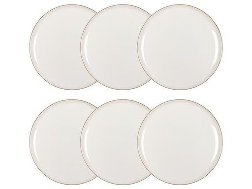 [90322097 1574305] FURBER Frühstücks- &amp; Dessertteller Ø 21 cm, 6 Stück, Weiss/Gold