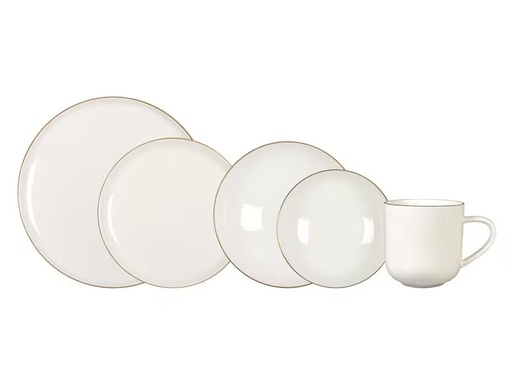 [90322099 1574309] FURBER Speise-Service 20-teilig, Weiss/Gold